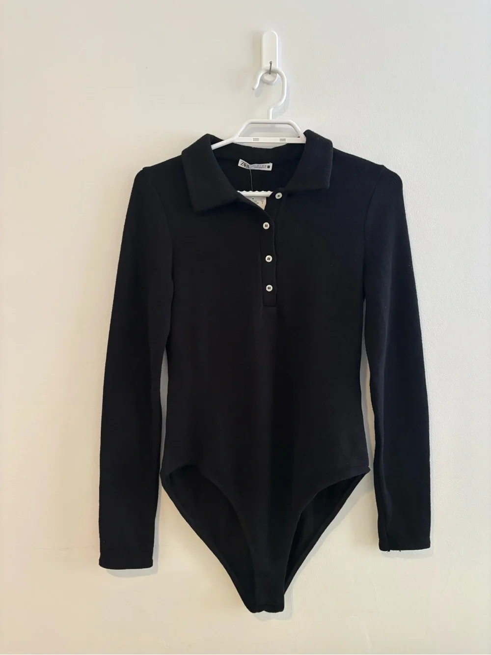Zara Black Long-Sleeve Polo Bodysuit - Picture 1 of 5